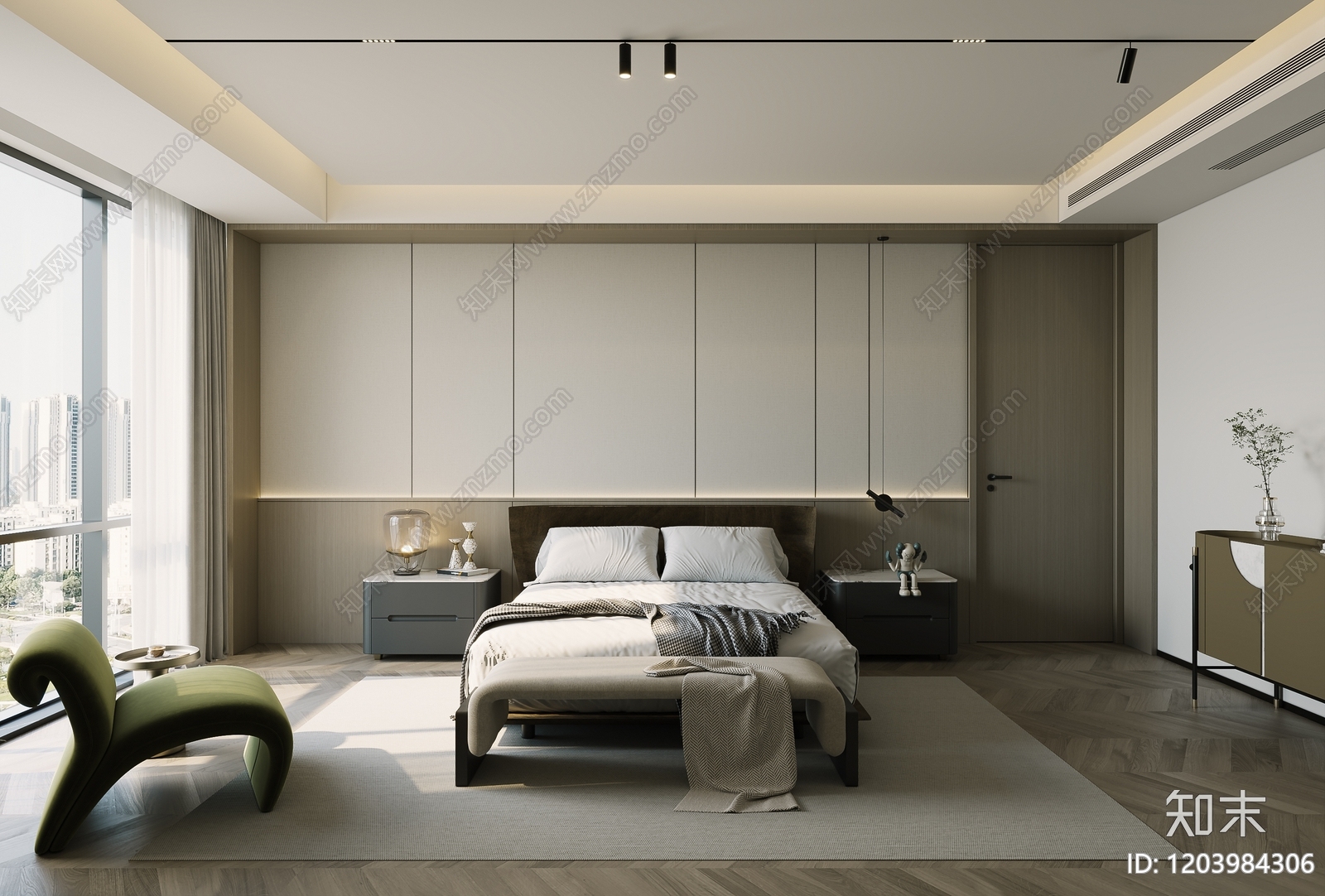 现代简约酒店客房3D模型下载【ID:1203984306】