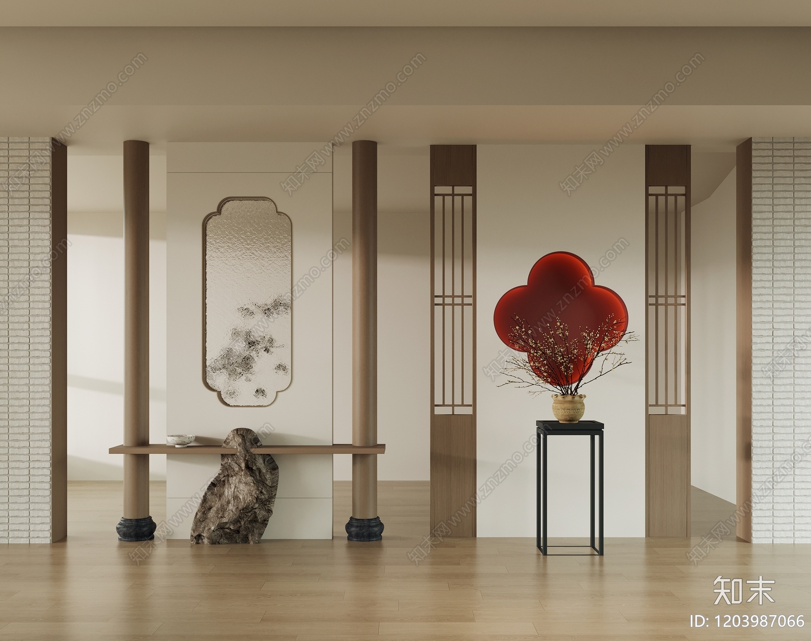 中式侘寂隔断3D模型下载【ID:1203987066】