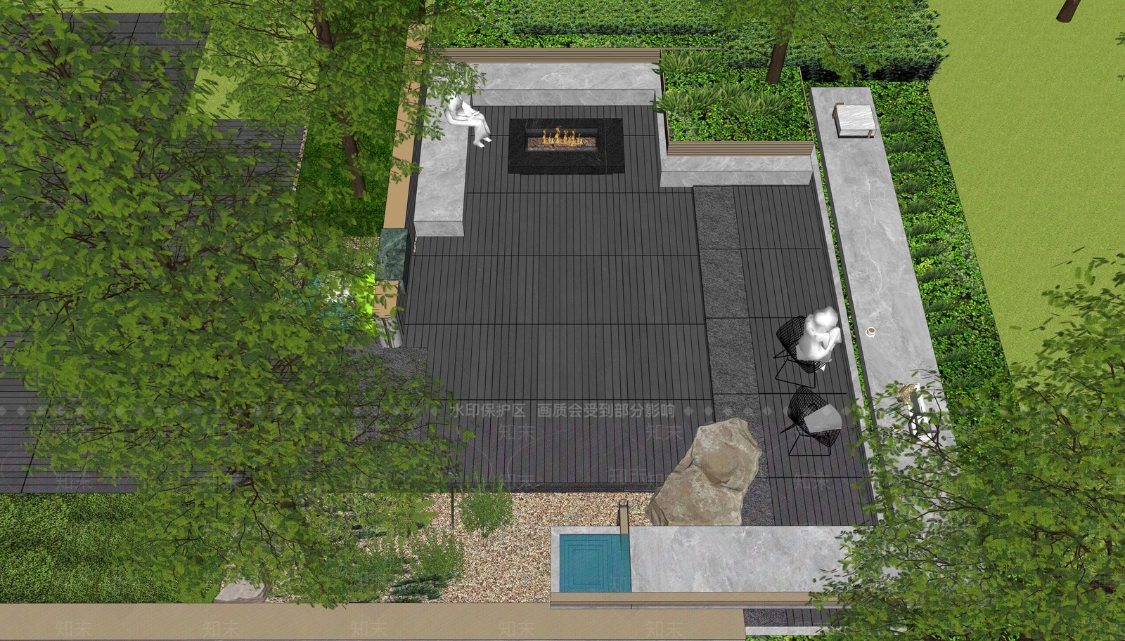 现代轻奢休憩花园SU模型下载【ID:1203987699】