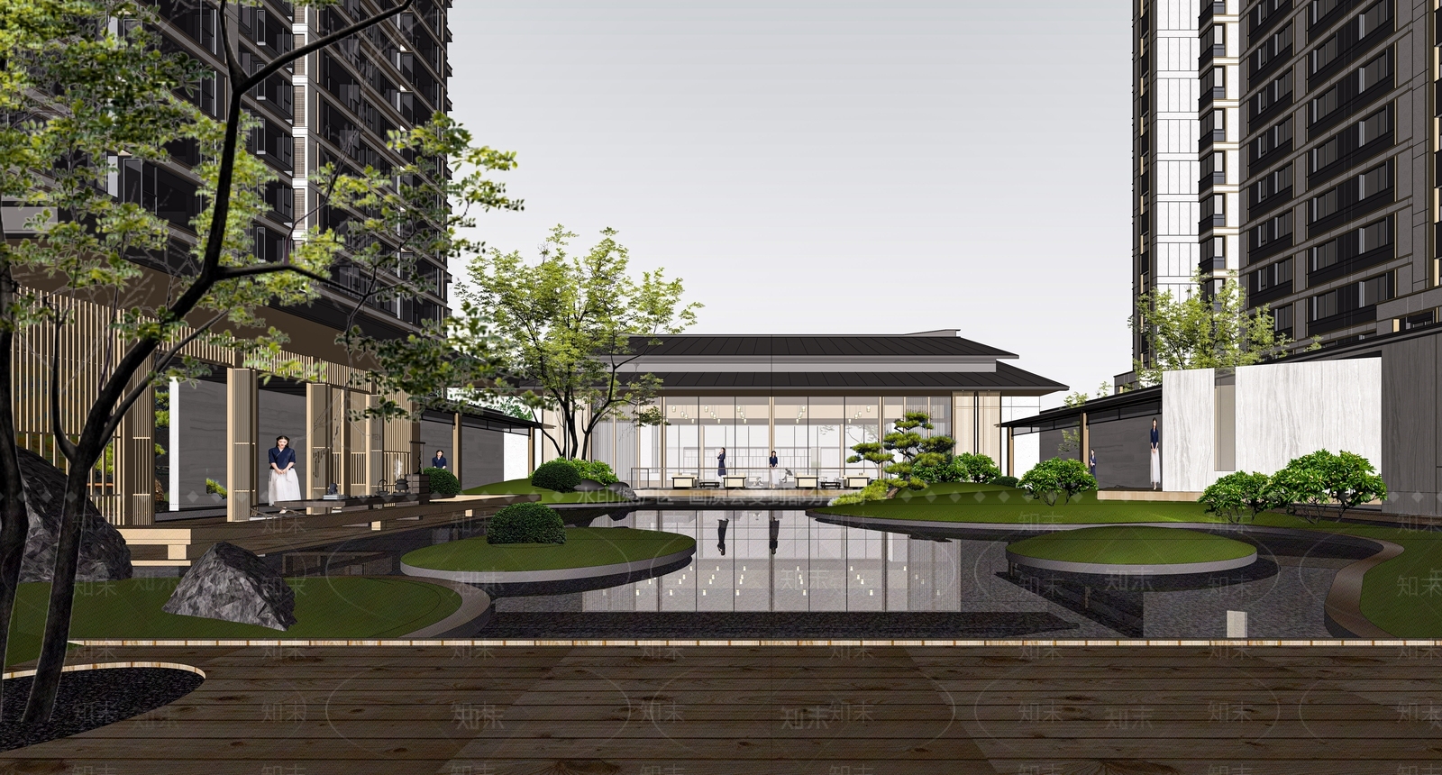 现代新中式售楼处建筑SU模型下载【ID:1203990679】