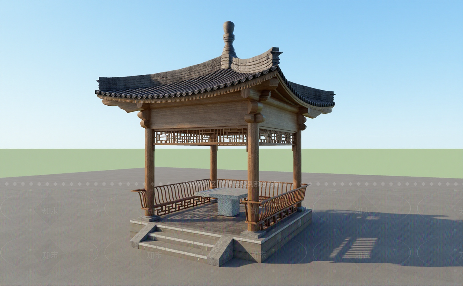 新中式亭子SU模型下载【ID:1205944016】