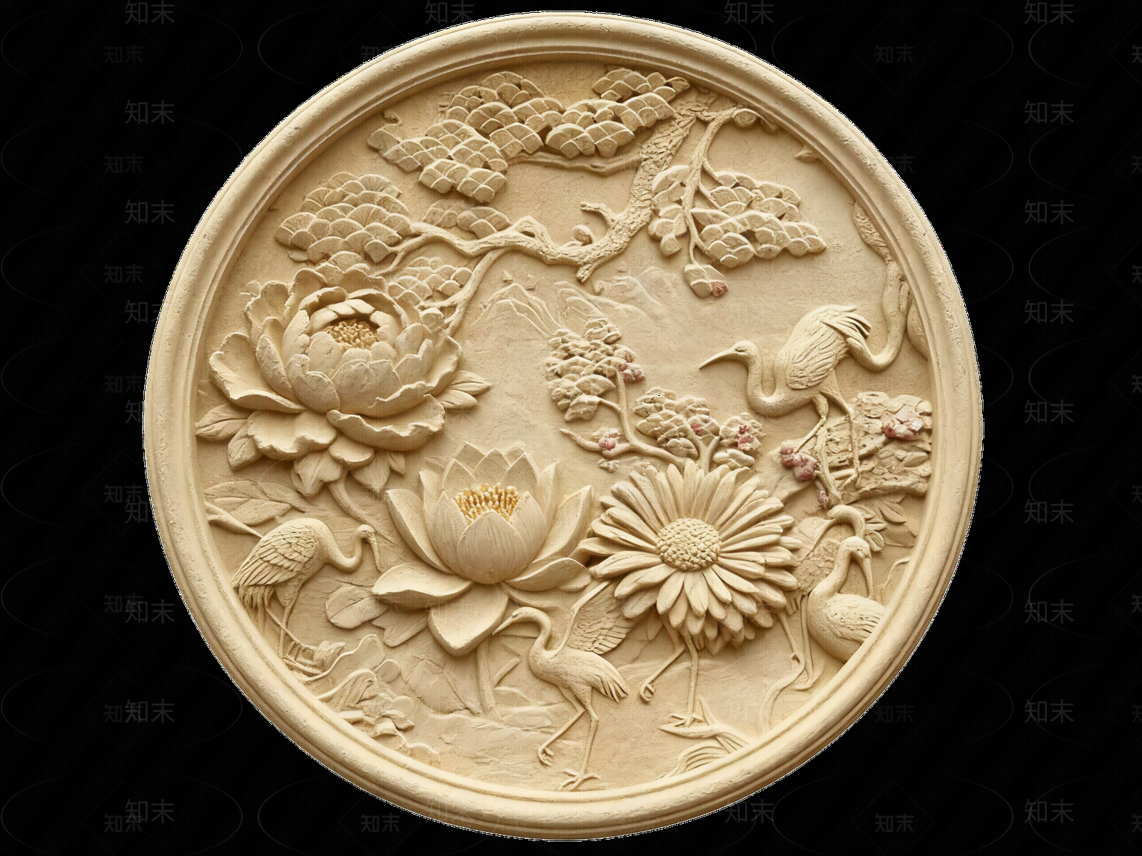 新中式中式石雕贴图下载【ID:1203993239】