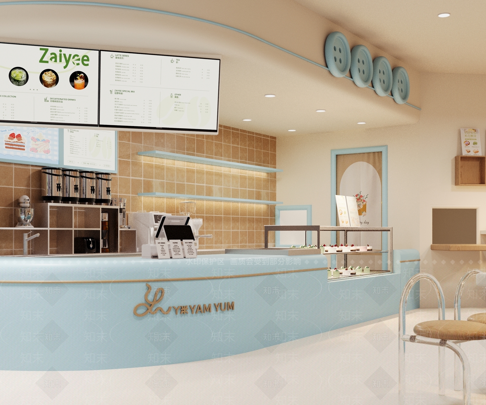 奶油甜品面包店3D模型下载【ID:1203994502】