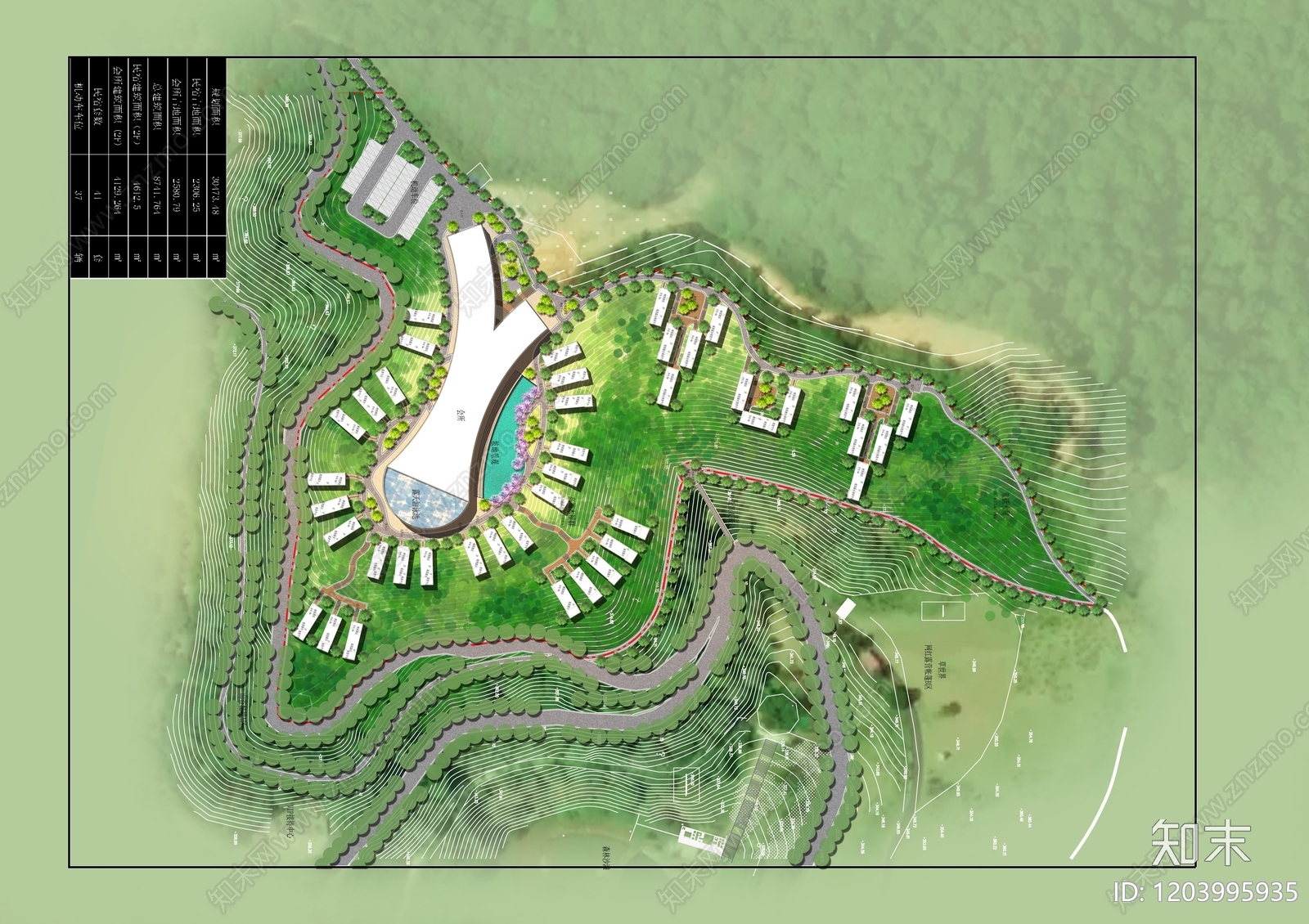 现代新中式山地彩平图下载【ID:1203995935】