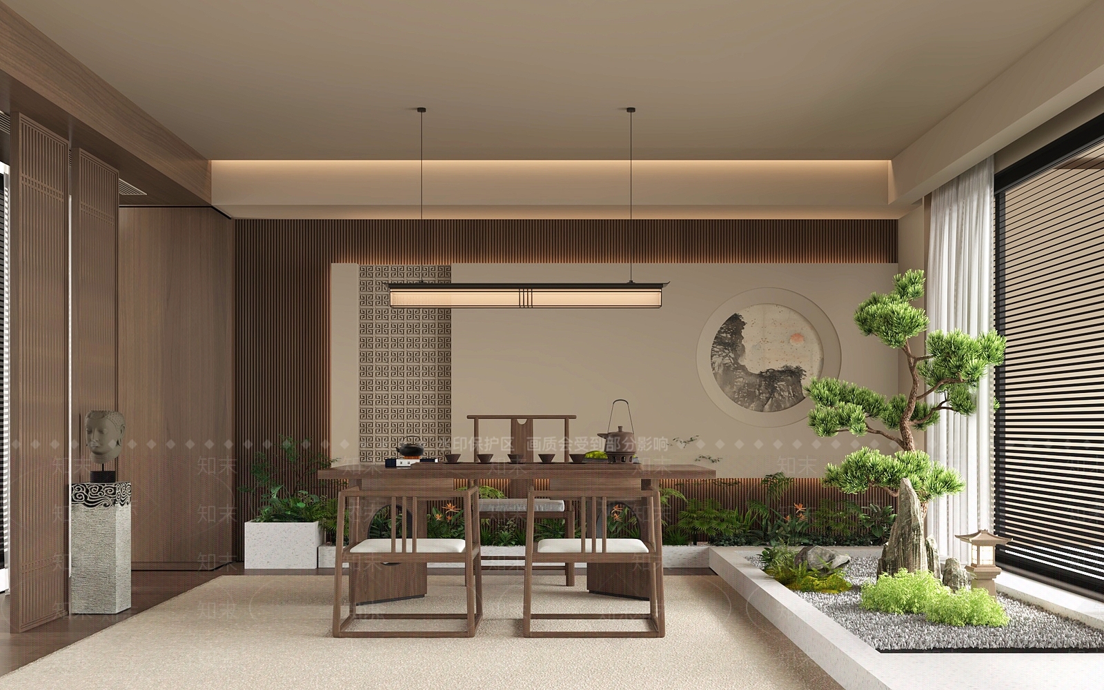 新中式禅意茶室3D模型下载【ID:1203996220】