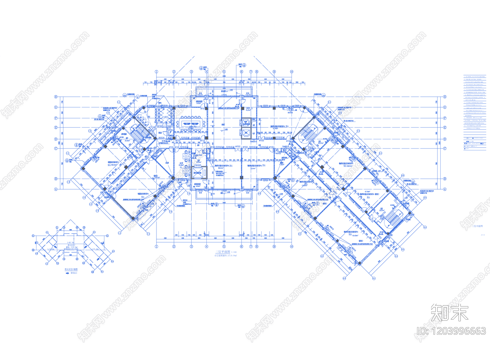 现代办公楼建筑cad施工图下载【ID:1203996663】
