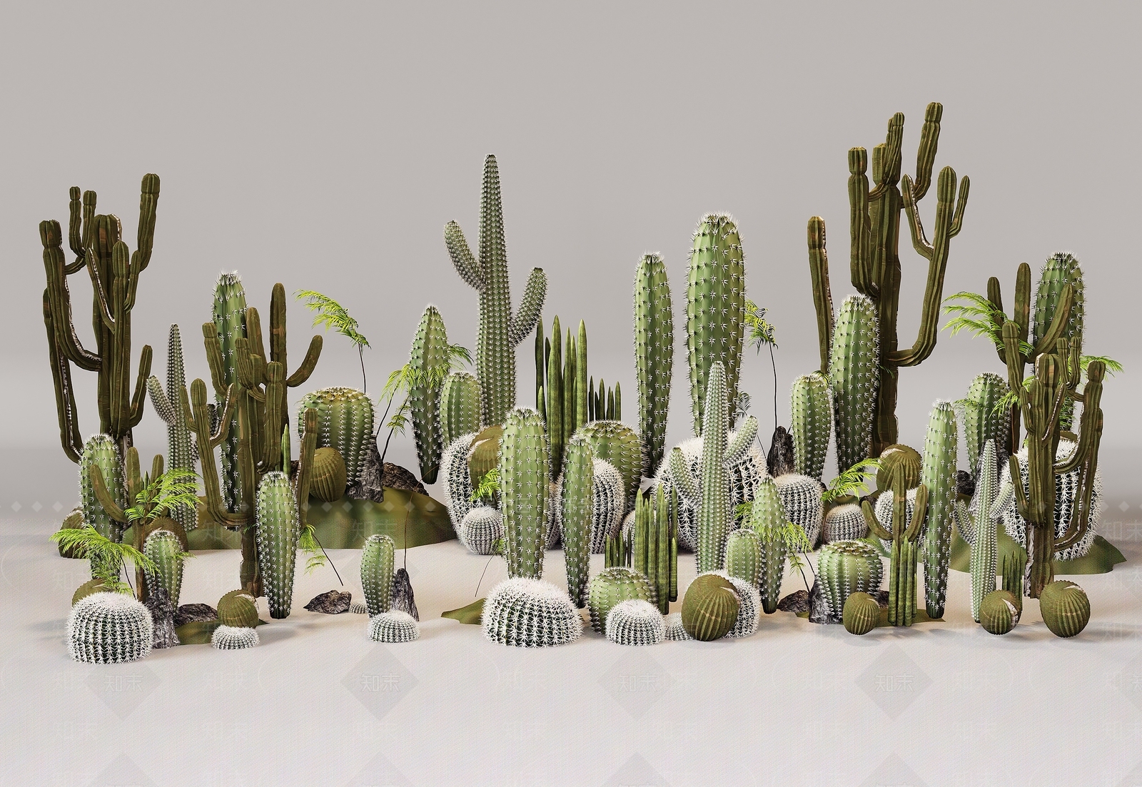 现代植物堆3D模型下载【ID:1203997724】