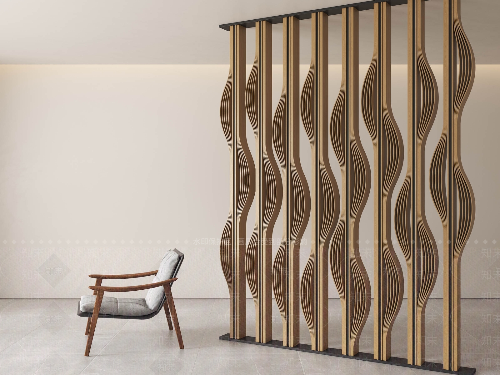 现代原木隔断SU模型下载【ID:1203999693】