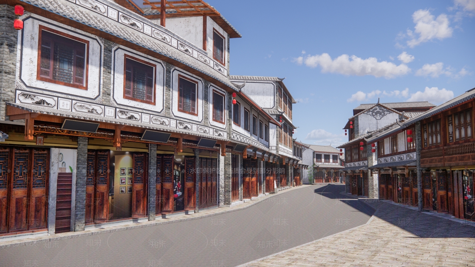 复古中式风格建筑SU模型下载【ID:1204002403】