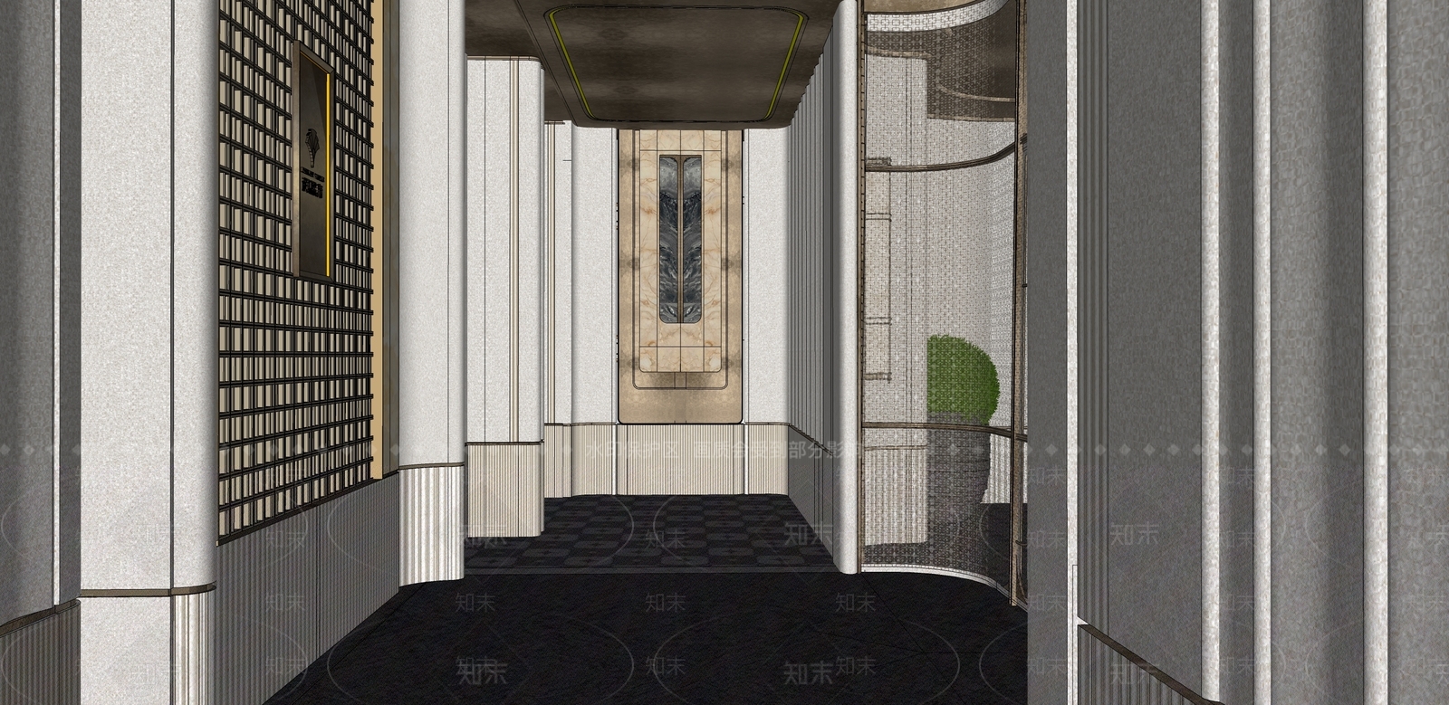 简约现代小区景观SU模型下载【ID:1204003555】