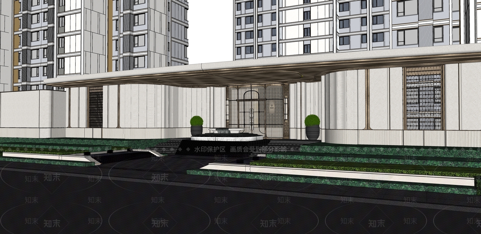 简约现代小区景观SU模型下载【ID:1204003555】