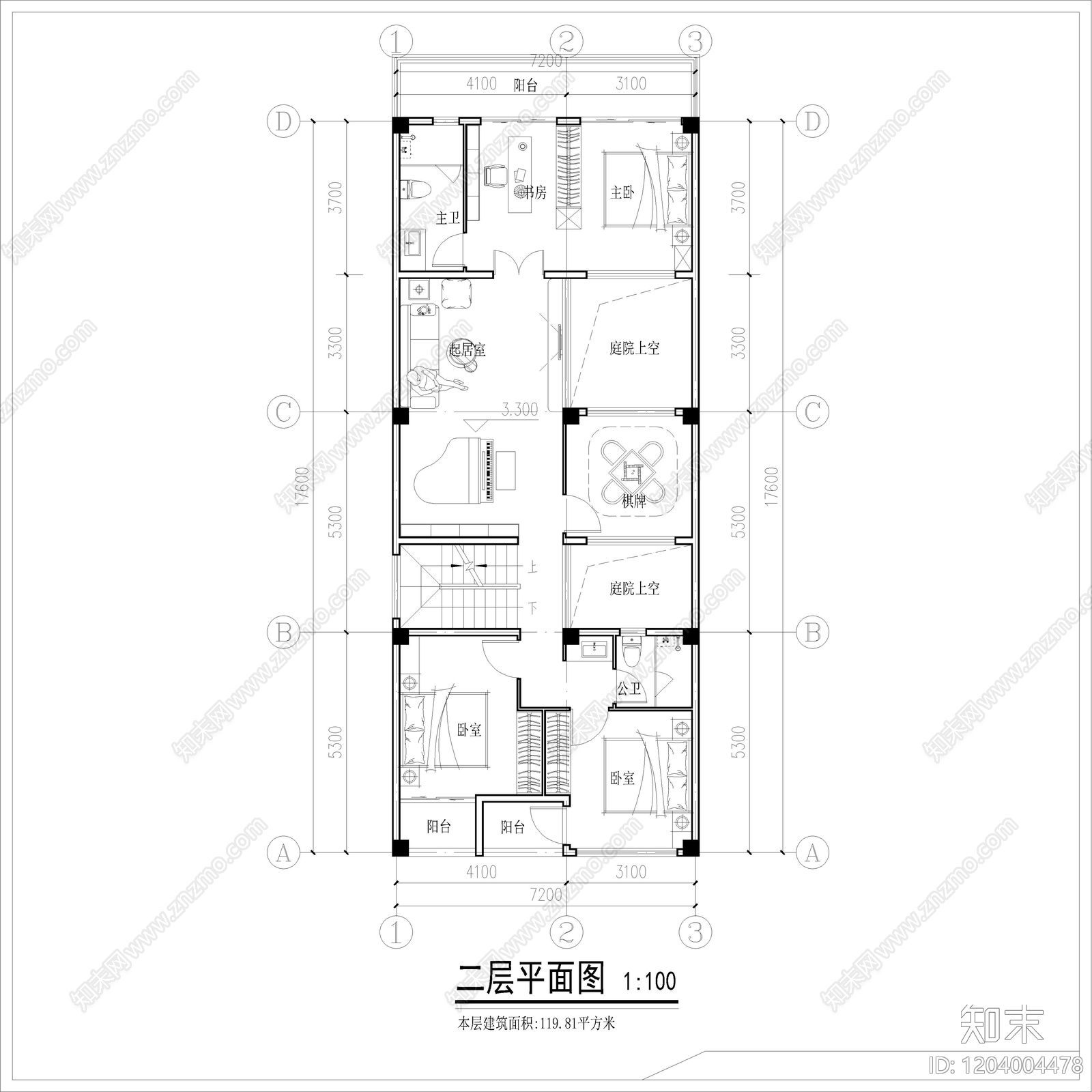 现代别墅建筑cad施工图下载【ID:1204004478】
