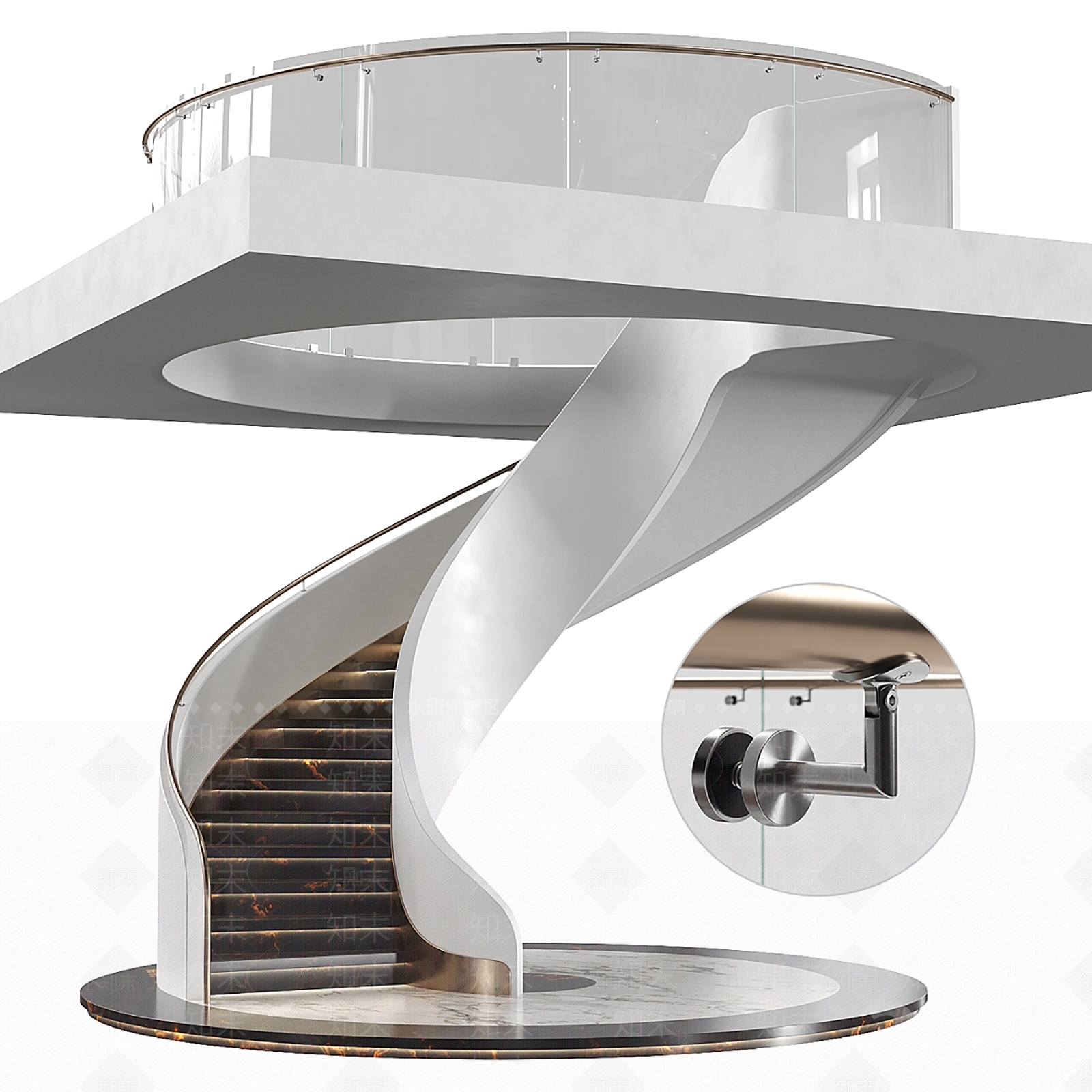 现代旋转楼梯3D模型下载【ID:1204007437】
