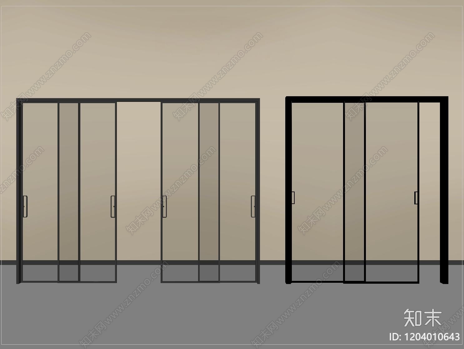 现代推拉门SU模型下载【ID:1204010643】