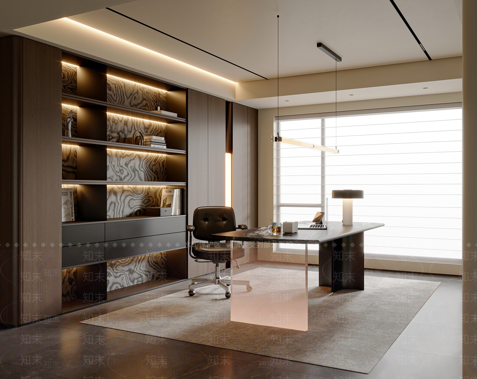 现代意式书房3D模型下载【ID:1204013838】