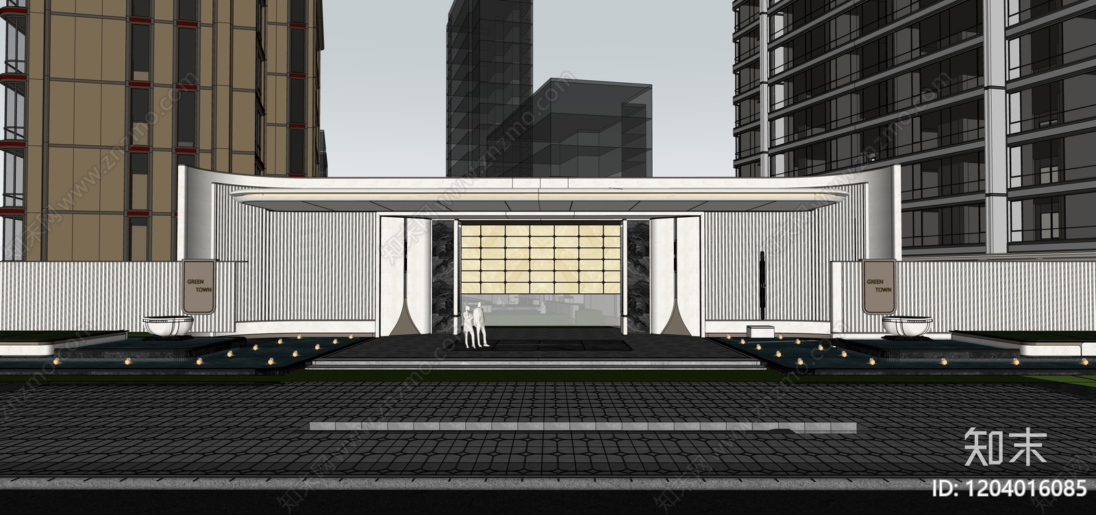 法式现代小区景观SU模型下载【ID:1204016085】