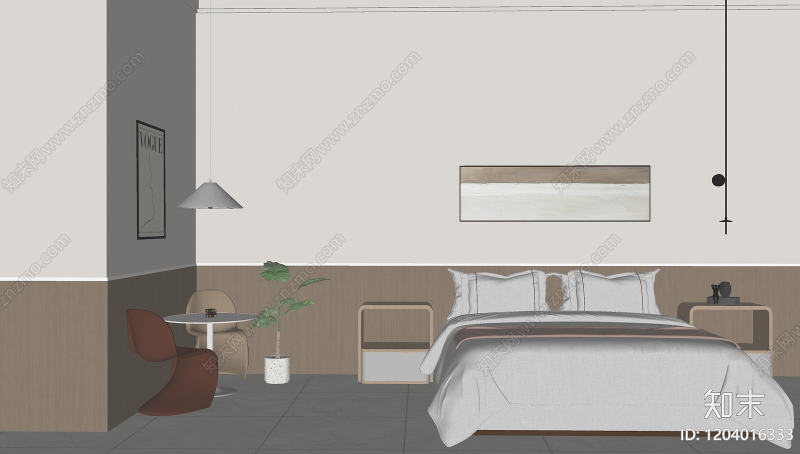 现代简约家居卧室SU模型下载【ID:1204016333】