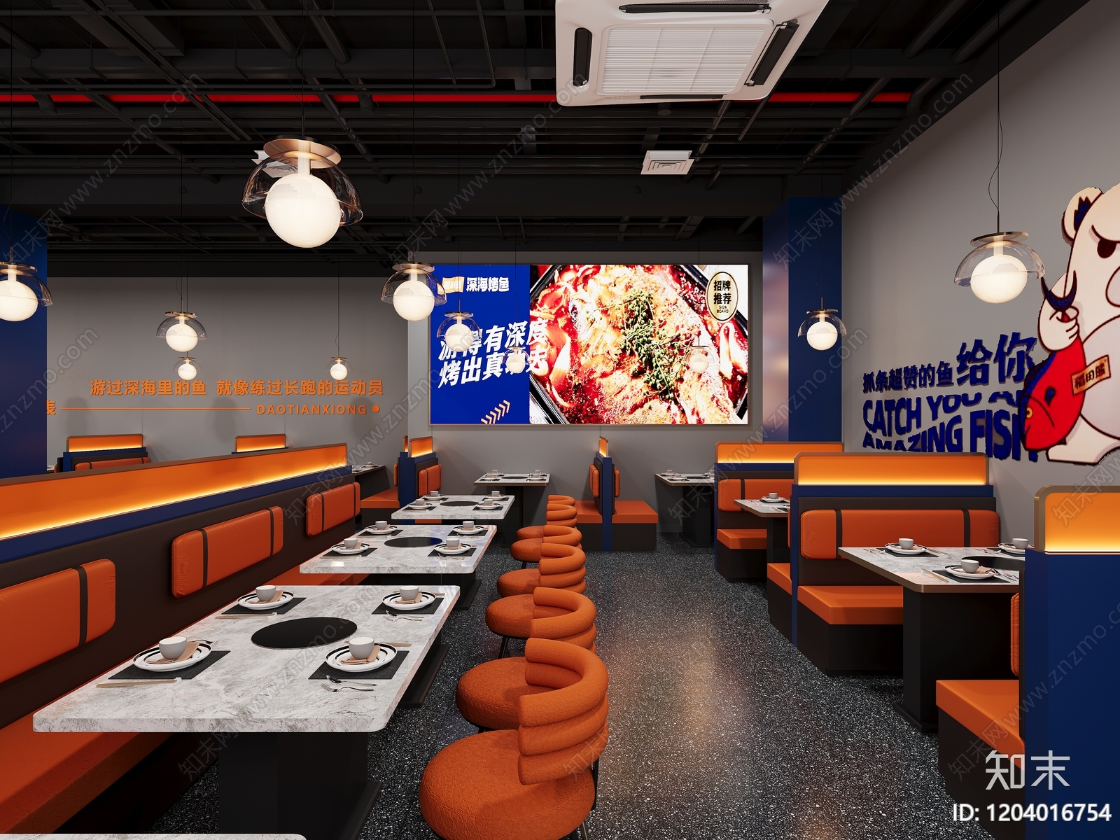 现代中餐厅cad施工图下载【ID:1204016754】