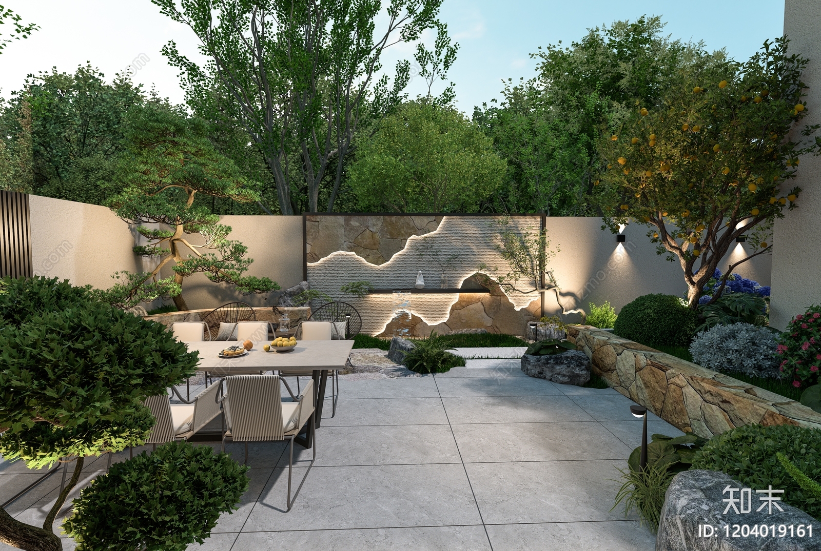 现代禅意别墅庭院SU模型下载【ID:1204019161】