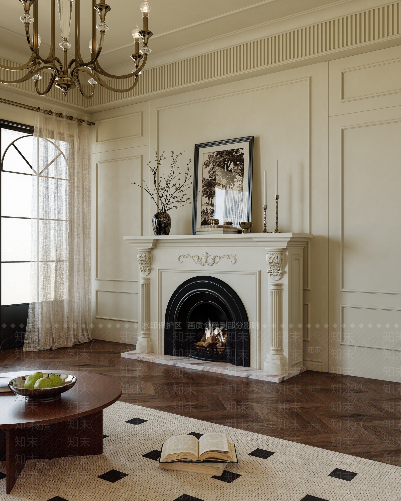 法式欧式家居客厅3D模型下载【ID:1204023781】