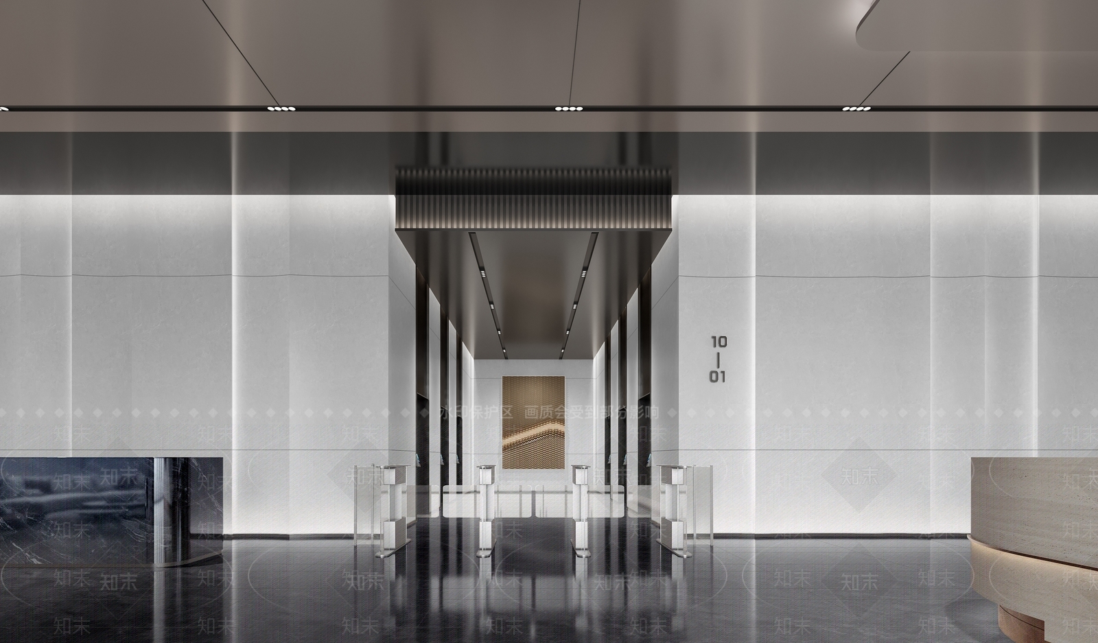 现代轻奢办公大厅3D模型下载【ID:1204024379】