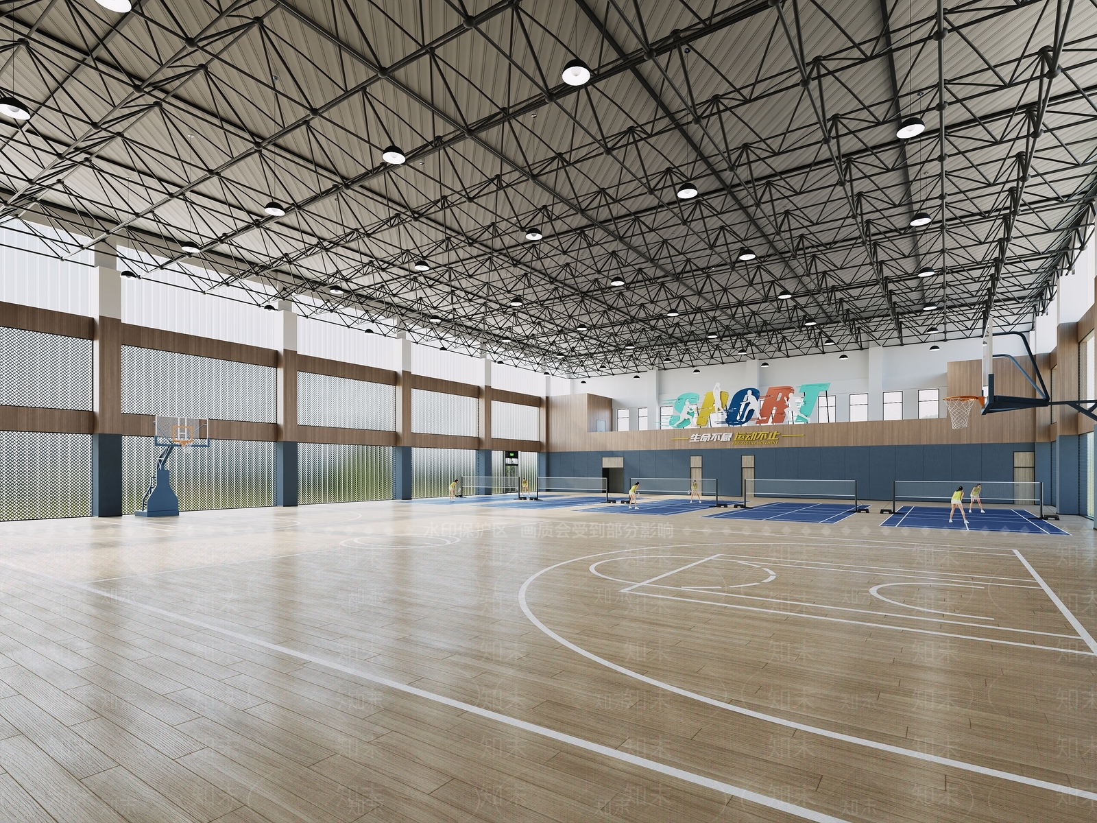 现代篮球场3D模型下载【ID:1204028056】