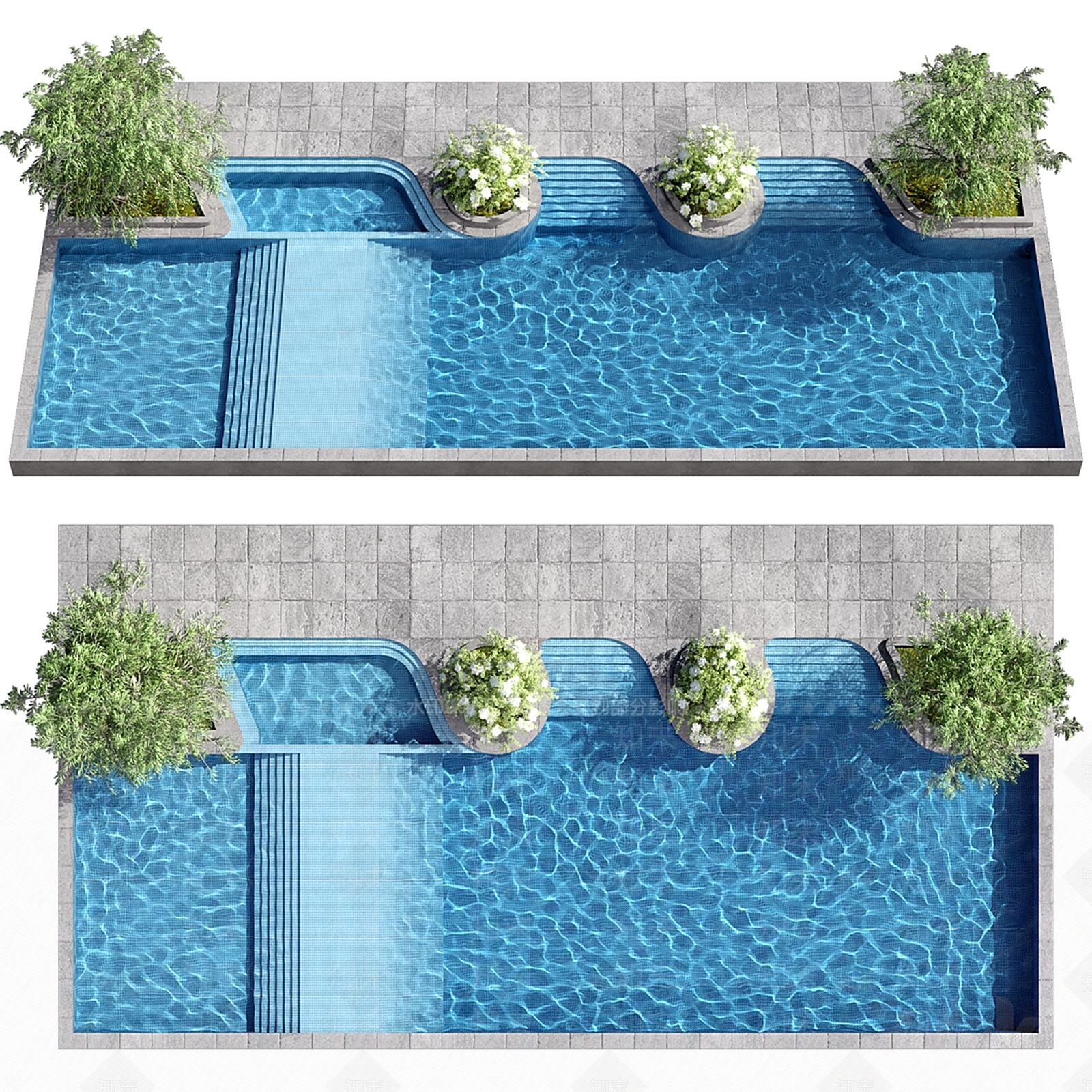 现代泳池SU模型下载【ID:1204027958】