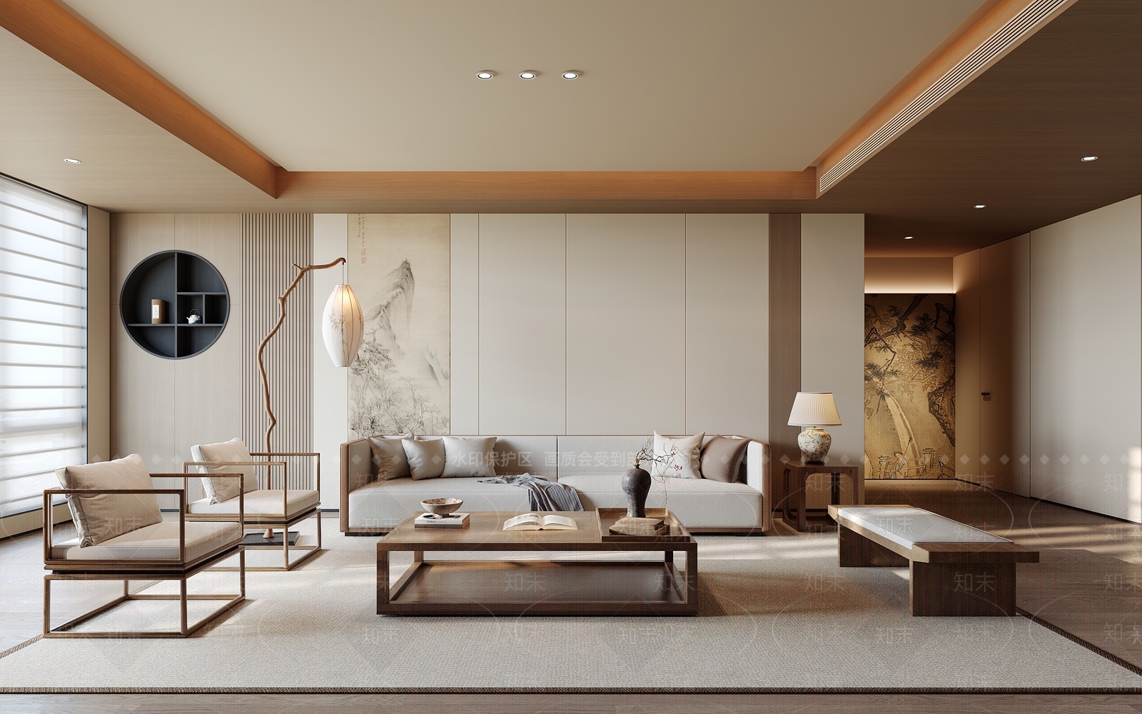 现代新中式家居客厅3D模型下载【ID:1204029626】