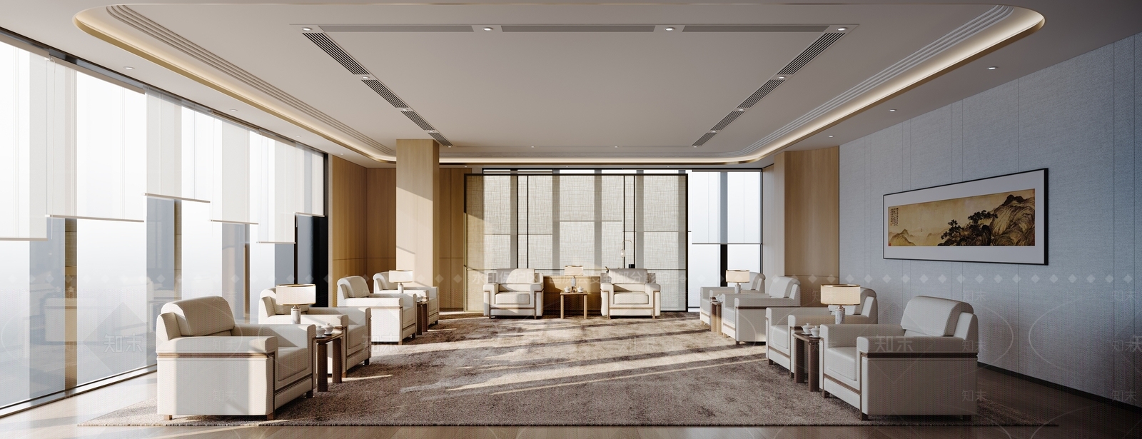 现代新中式接待室3D模型下载【ID:1204033632】