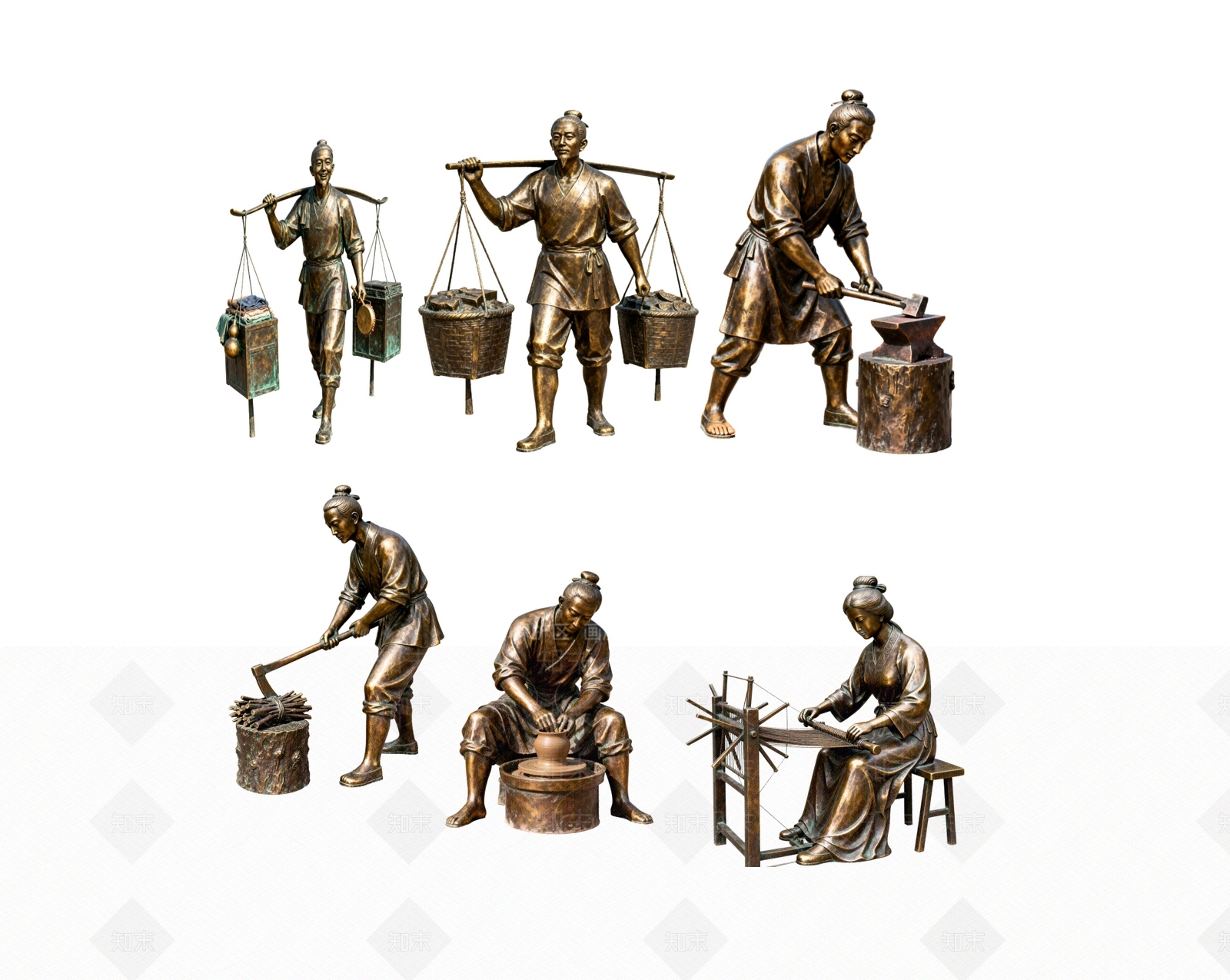 新中式雕塑SU模型下载【ID:1204034221】