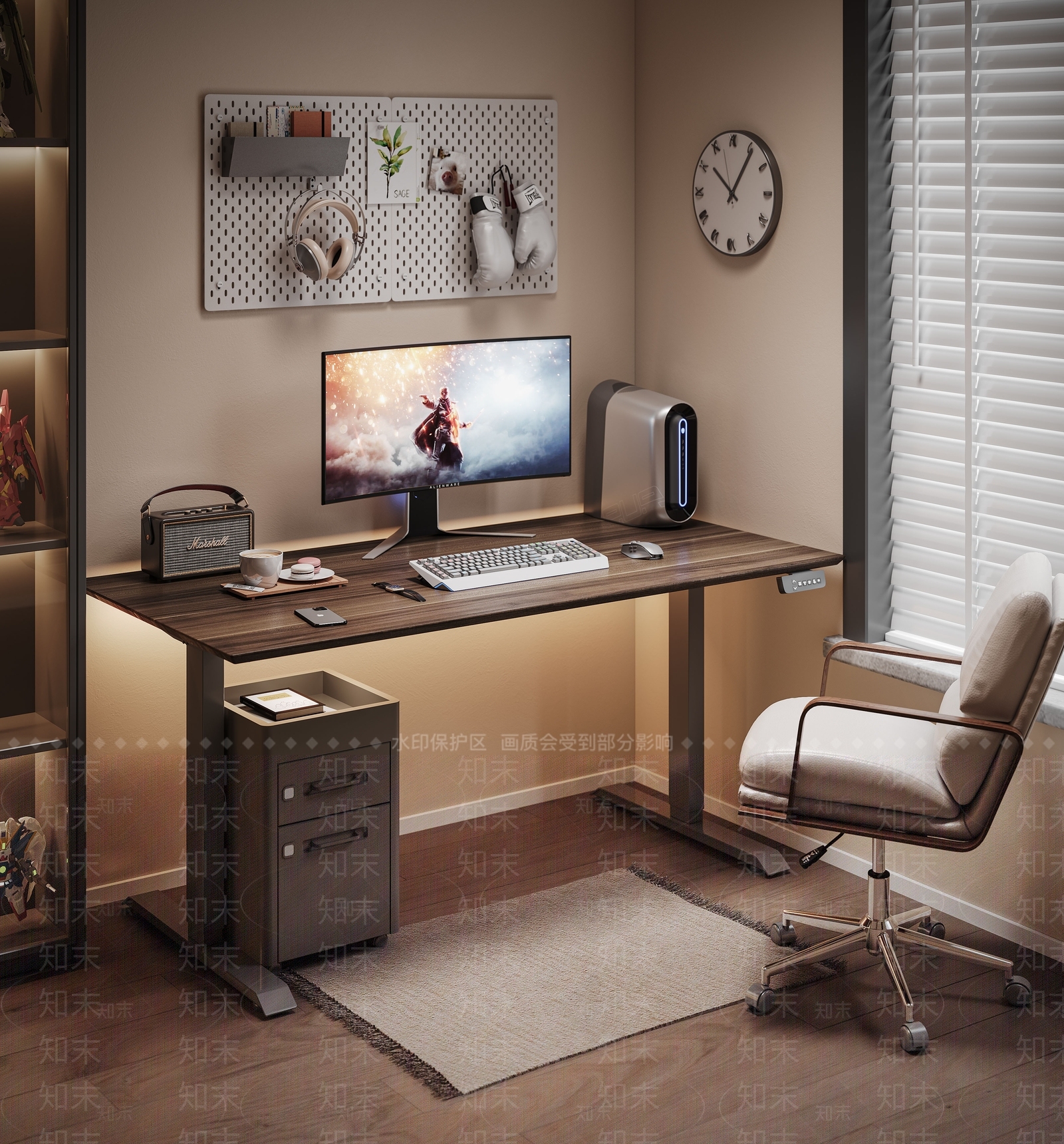 奶油现代办公桌椅3D模型下载【ID:1204035198】