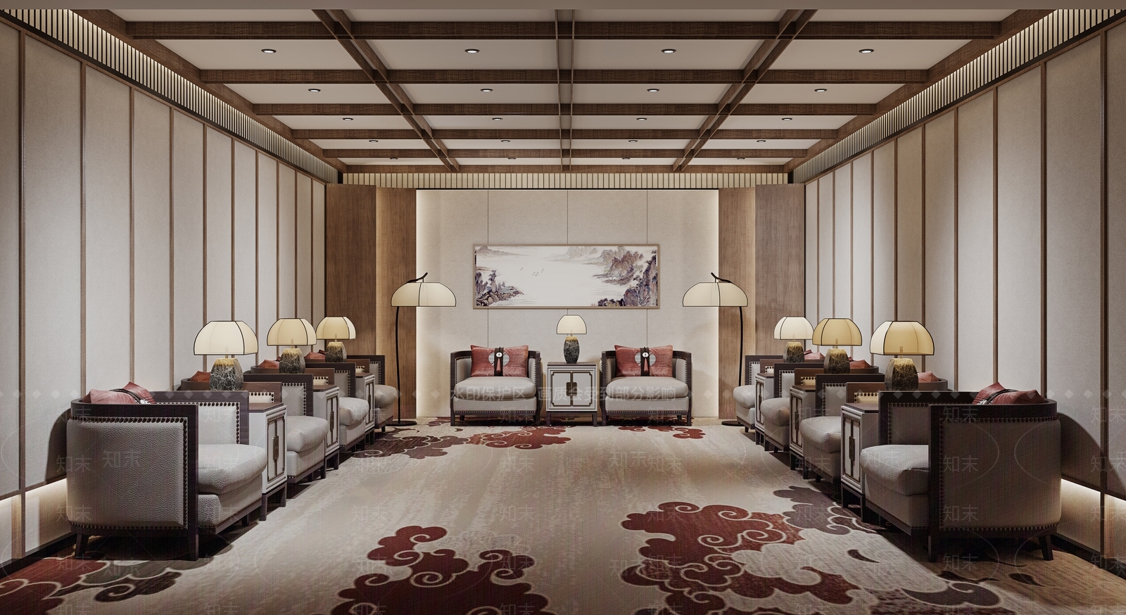 现代新中式接待室3D模型下载【ID:1204035581】