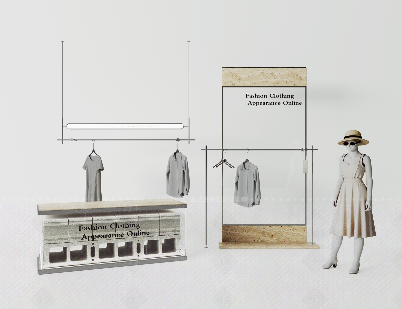 现代服装店SU模型草图