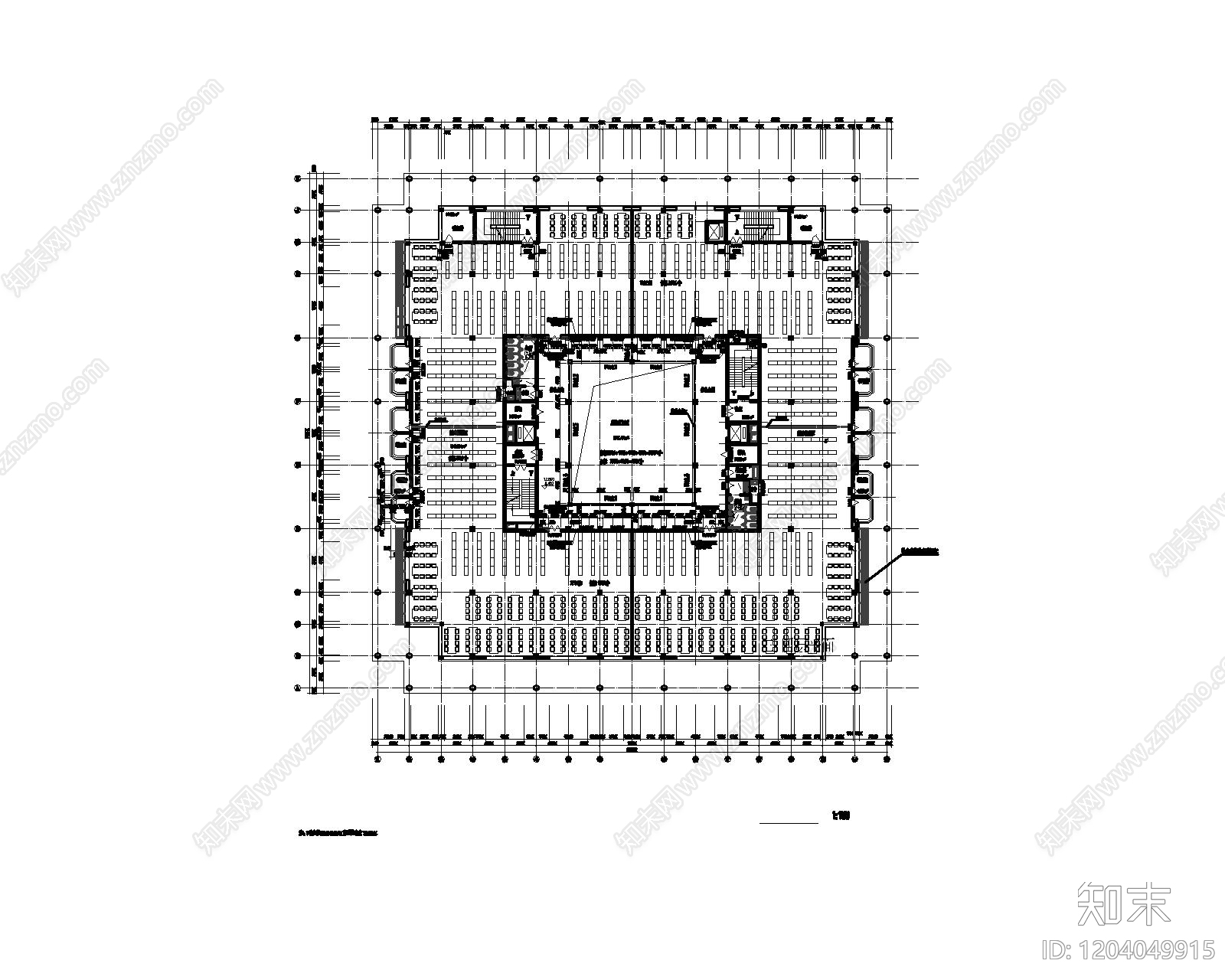 现代图书馆cad施工图下载【ID:1204049915】