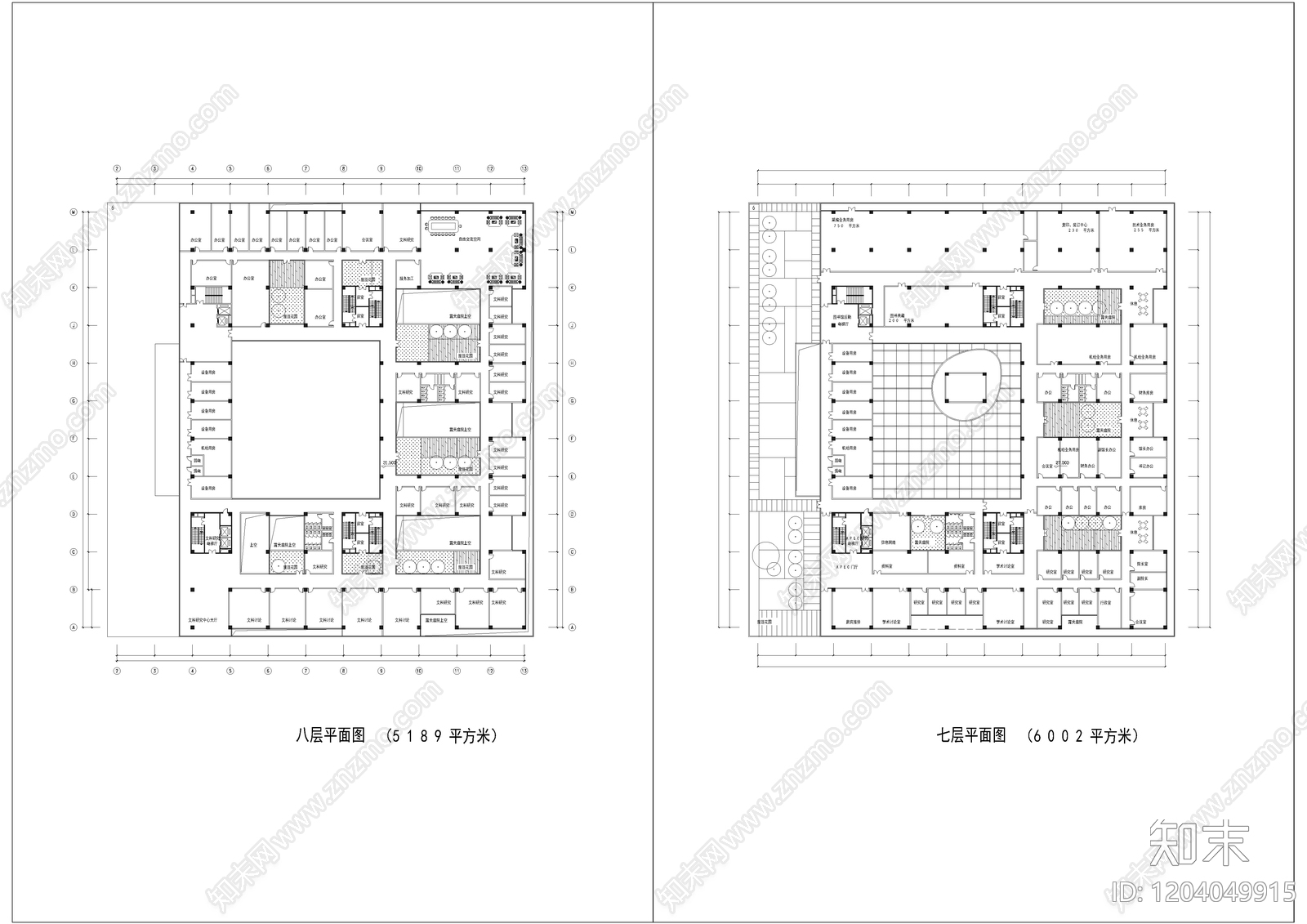 现代图书馆cad施工图下载【ID:1204049915】