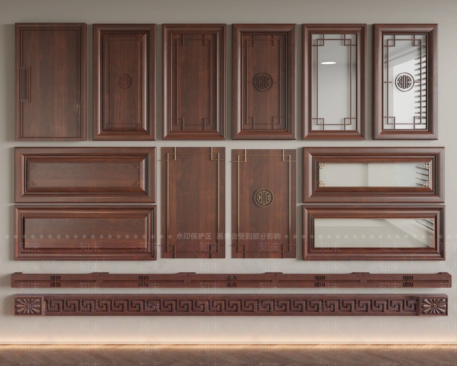 新中式柜门3D模型下载【ID:1204044311】