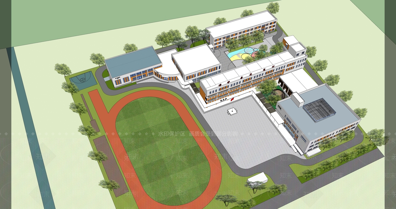 现代学校建筑SU模型下载【ID:1204045463】