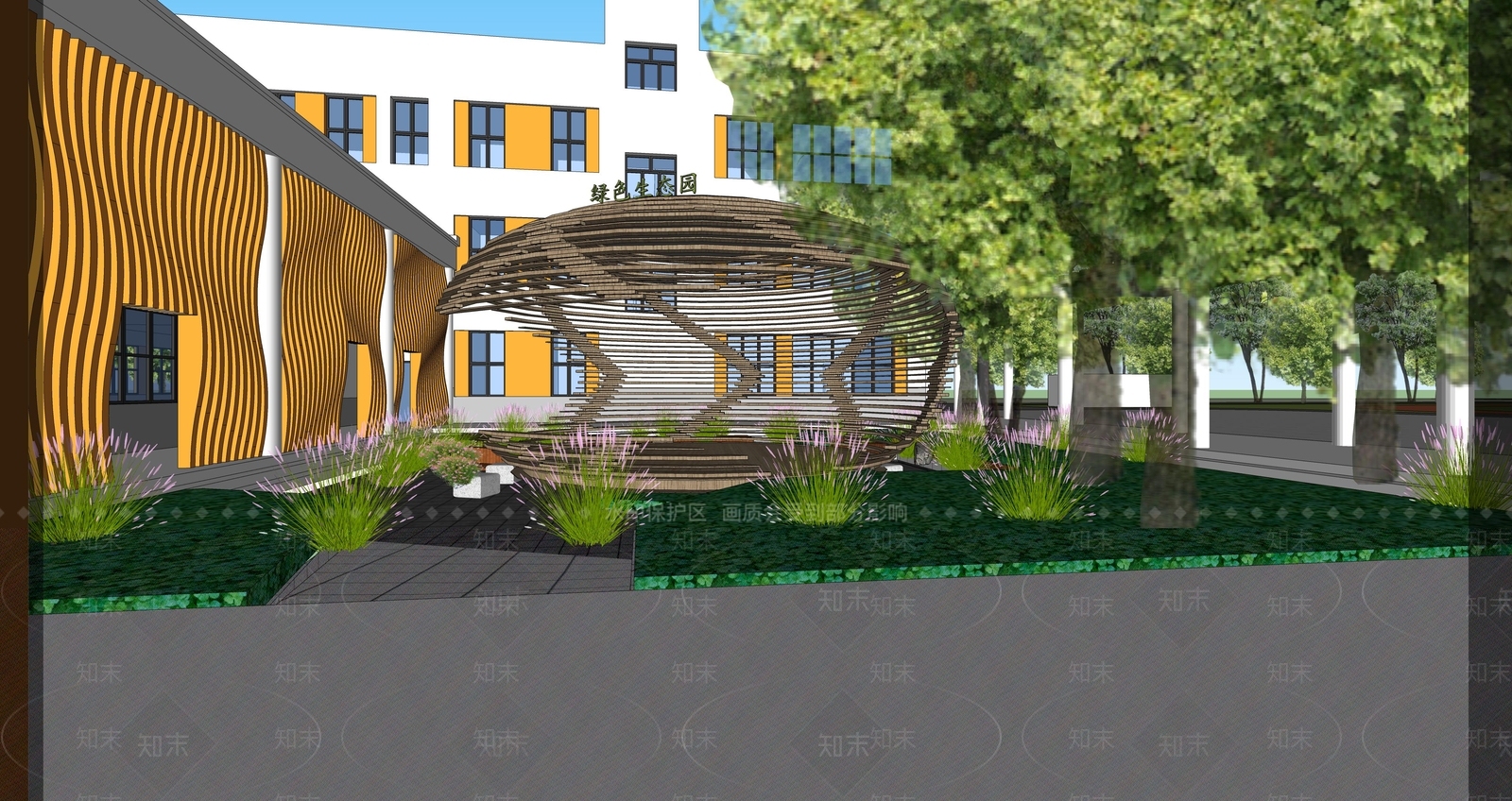 现代学校建筑SU模型下载【ID:1204045463】