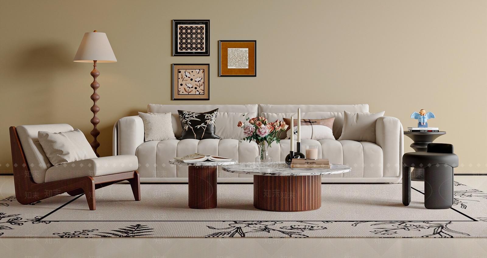 法式中古沙发组合SU模型下载【ID:1204048112】