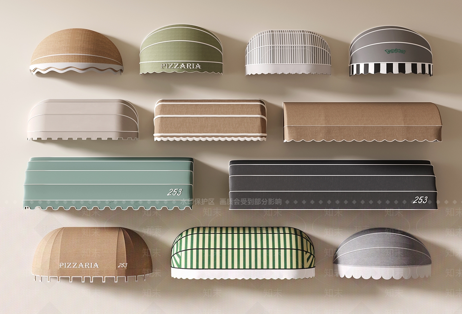 法式复古遮阳棚3D模型下载【ID:1204048973】