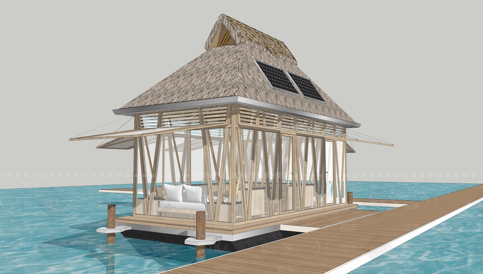 新中式民宿建筑SU模型下载【ID:1204049111】