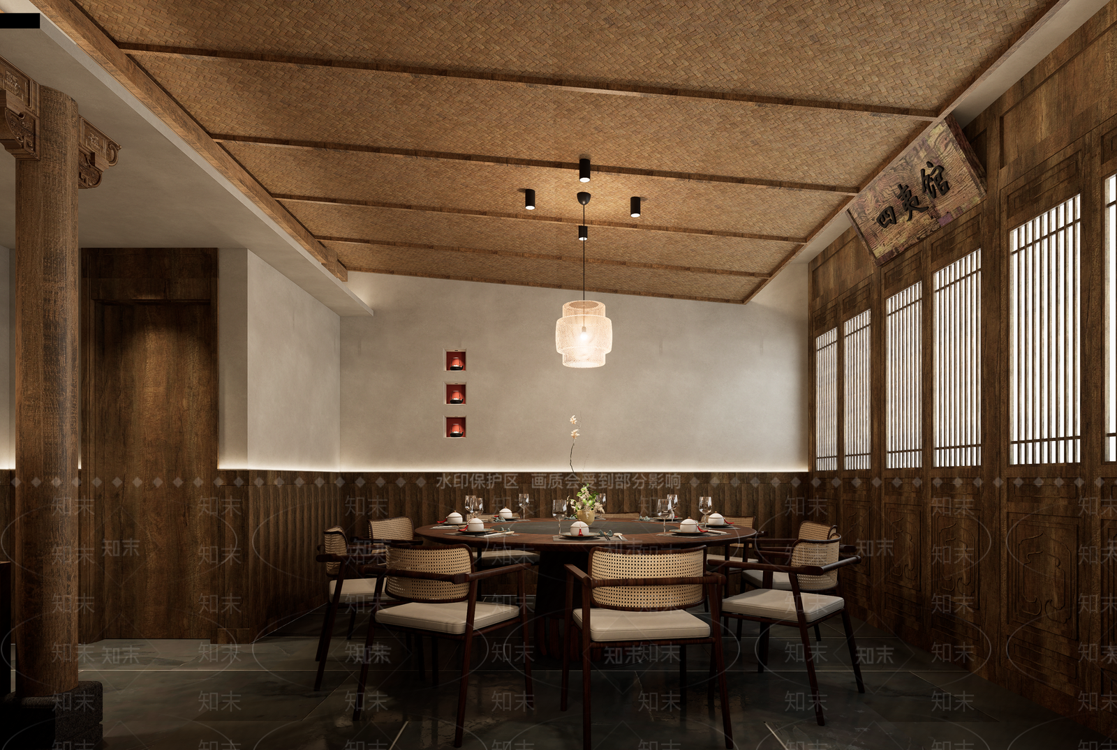 中式中古包厢SU模型下载【ID:1204133288】