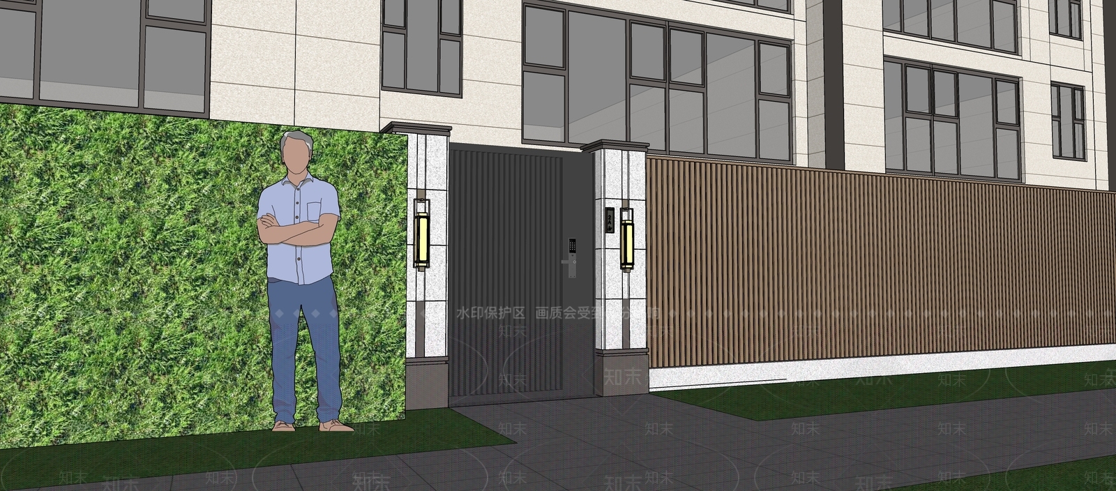 现代新中式庭院小品SU模型下载【ID:1204051839】