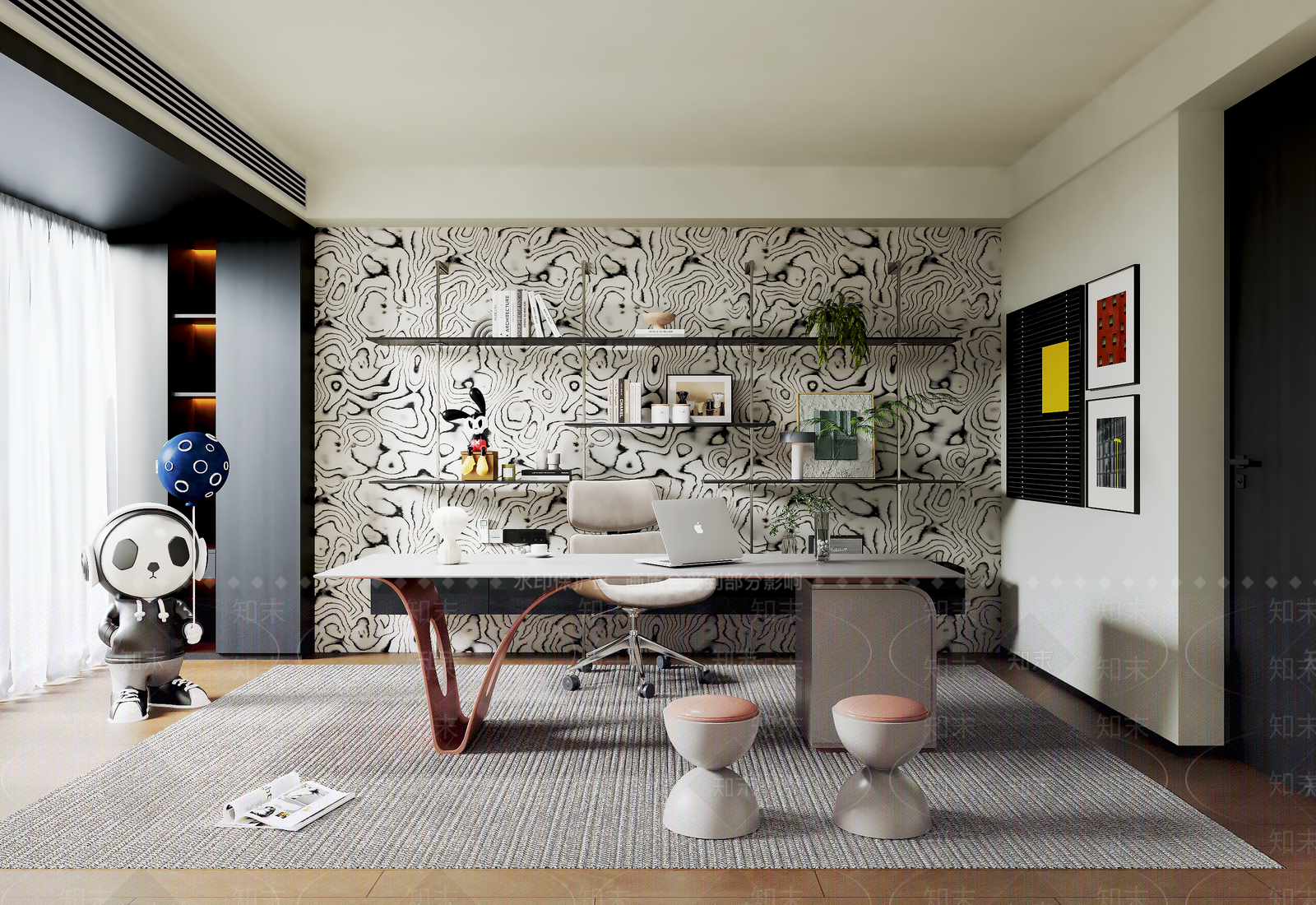 意式现代开放式书房3D模型下载【ID:1204053688】