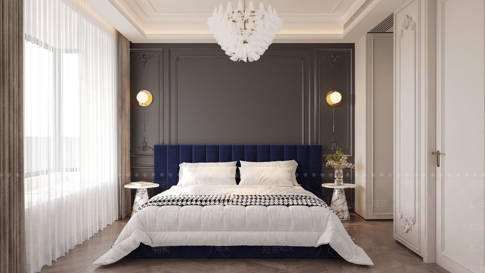 法式轻奢家居卧室3D模型下载【ID:1204055285】