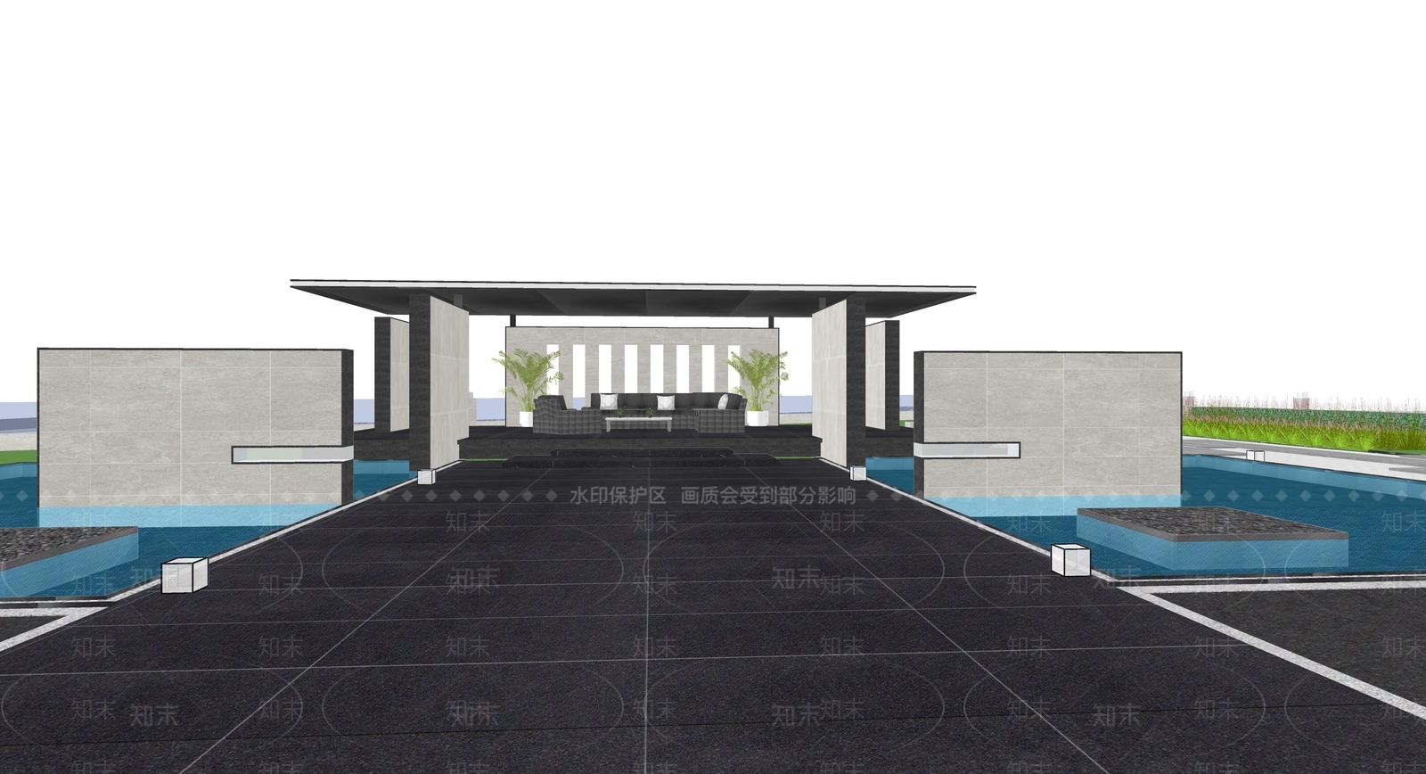 现代办公园区景观SU模型下载【ID:1204055982】