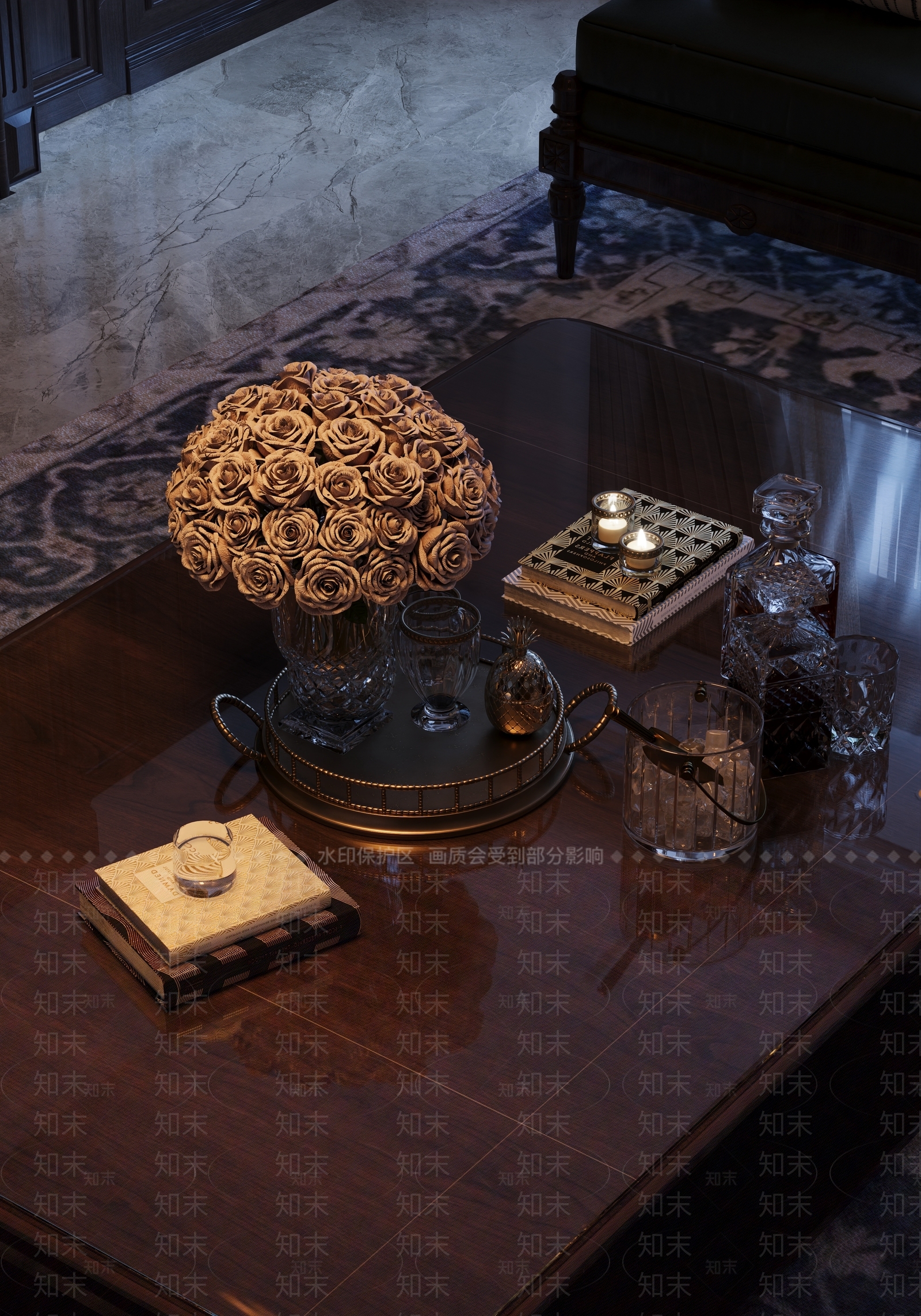 美式法式摆件组合3D模型下载【ID:1204059449】