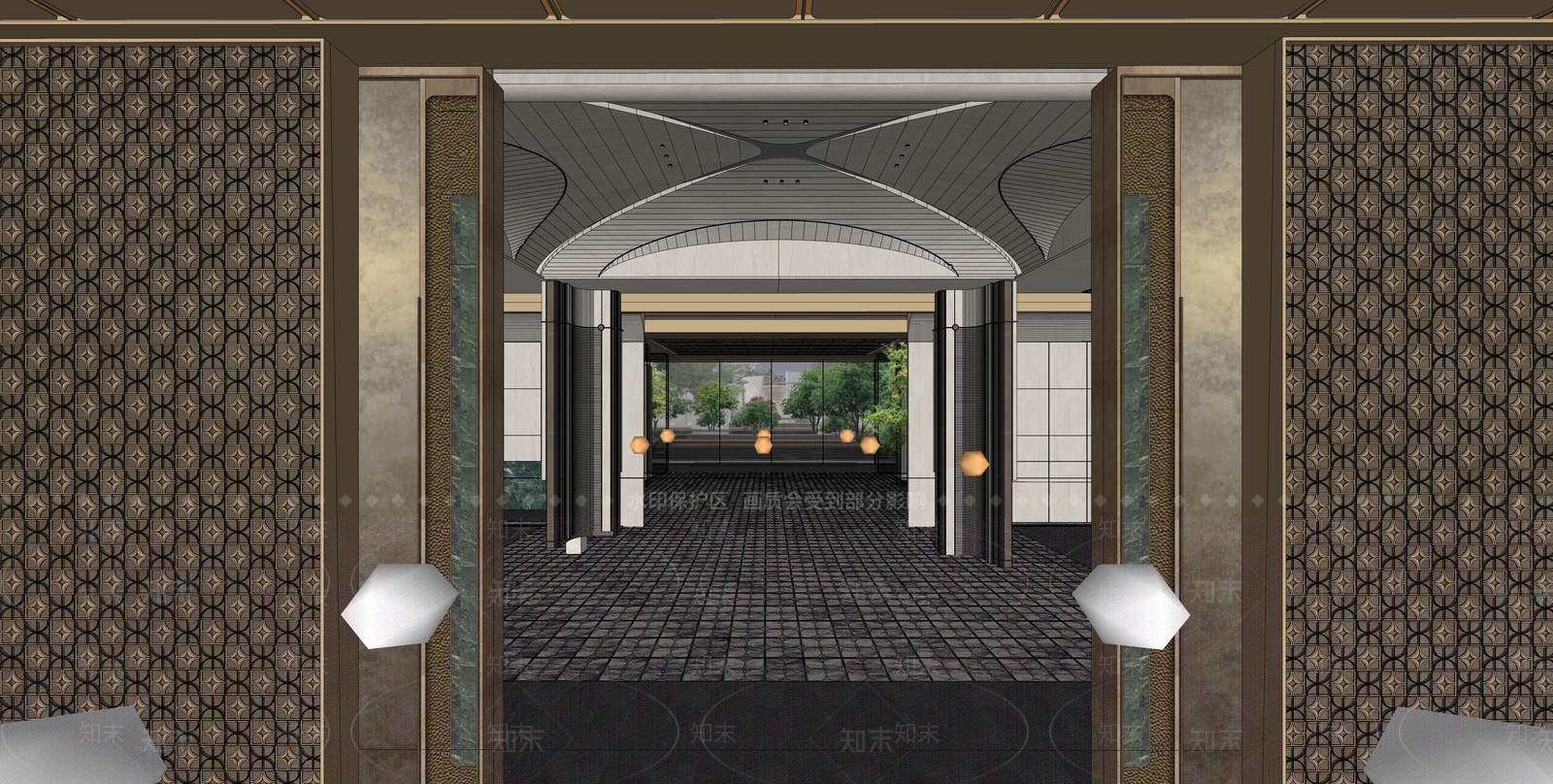 现代轻奢入口大门SU模型下载【ID:1204059825】