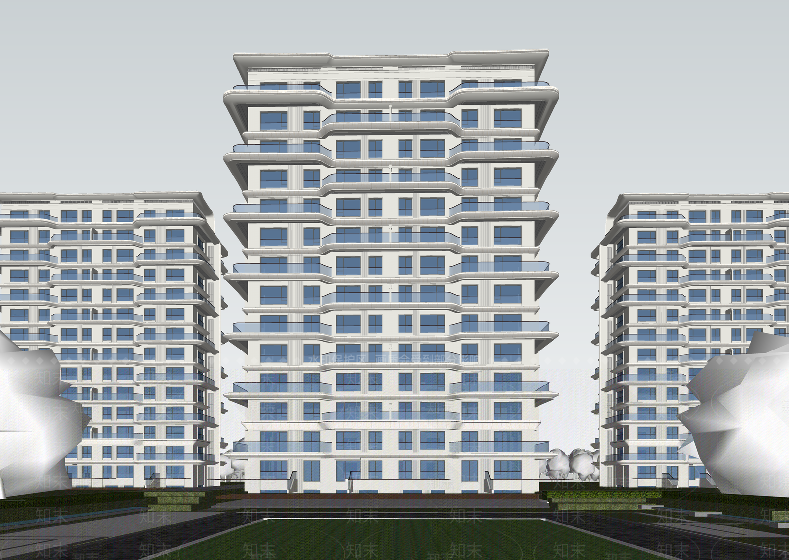 现代高层住宅SU模型下载【ID:1204061044】