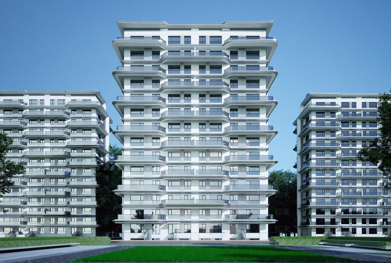 现代高层住宅SU模型下载【ID:1204061044】